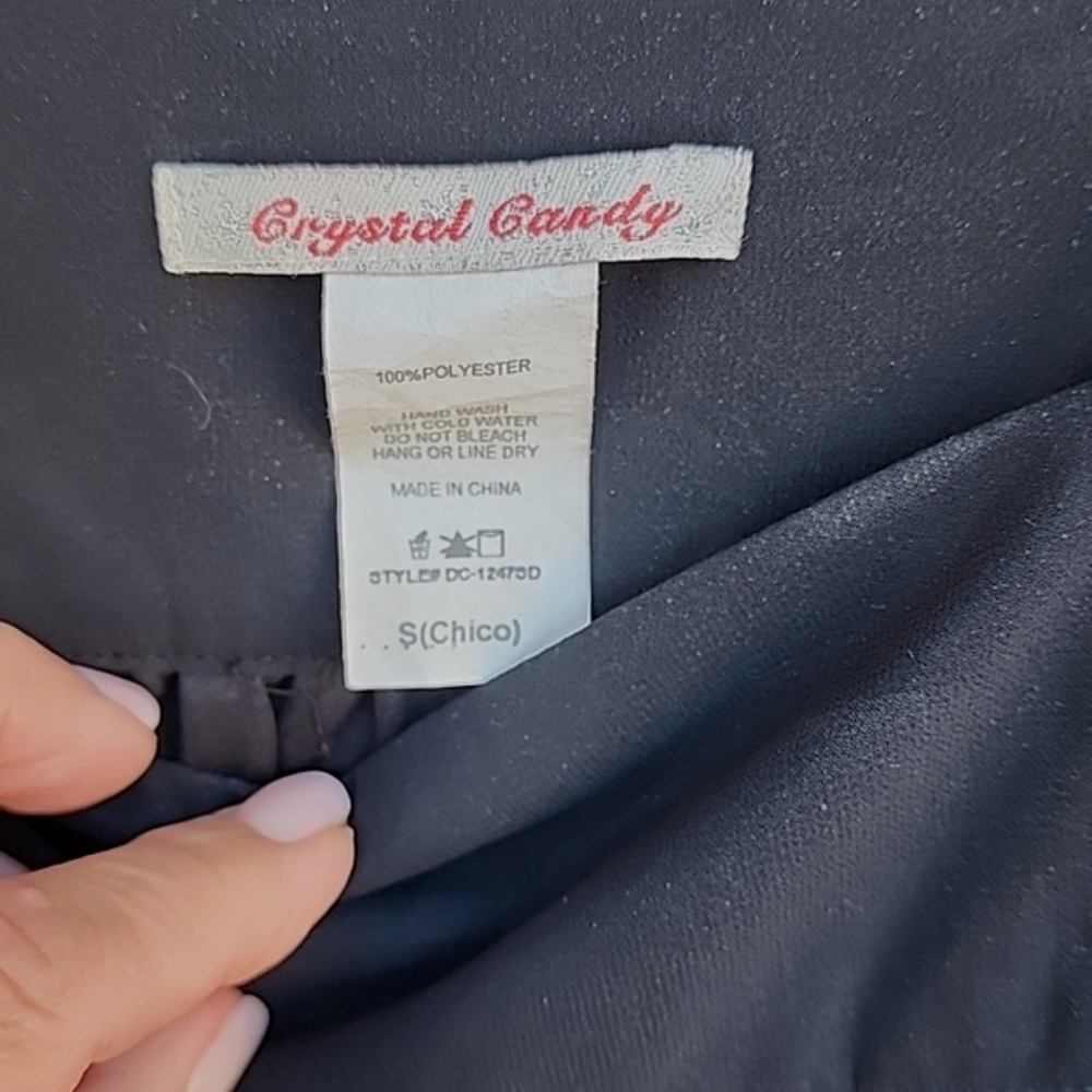 CRYSTAL CANDY Little Black Dress S Bubble Hem Minimalist Goth Punk Lolitta Y2K - Picture 8 of 14